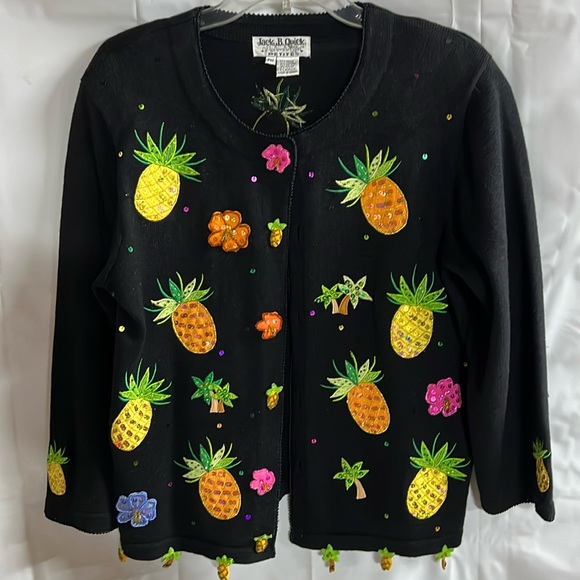 Vintage Jack B. Quick Sequined Fruit Cardigan. Med. - Picture 1 of 6